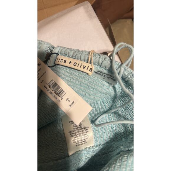 Alice + Olivia Marylynn cropped tiered linen-blend top size 8 - Picture 6 of 7